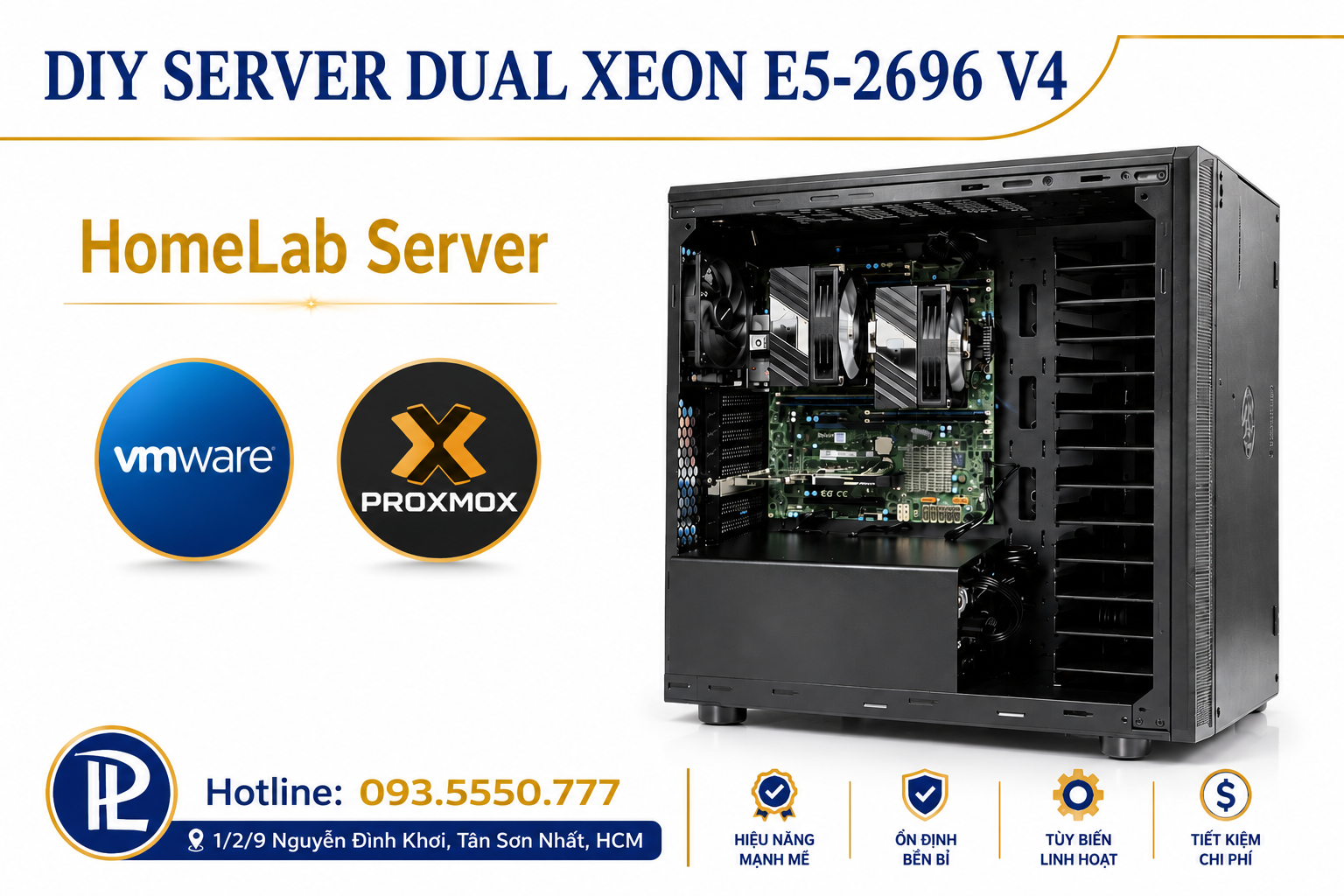 DIY Server | Dual Xeon E5-2696 V4 (44 Core / 88 Threads ) | Main SuperMicro X10DAL | Ram ECC 64GB | SSD 500Gb |VMware Server - HomeLab Server